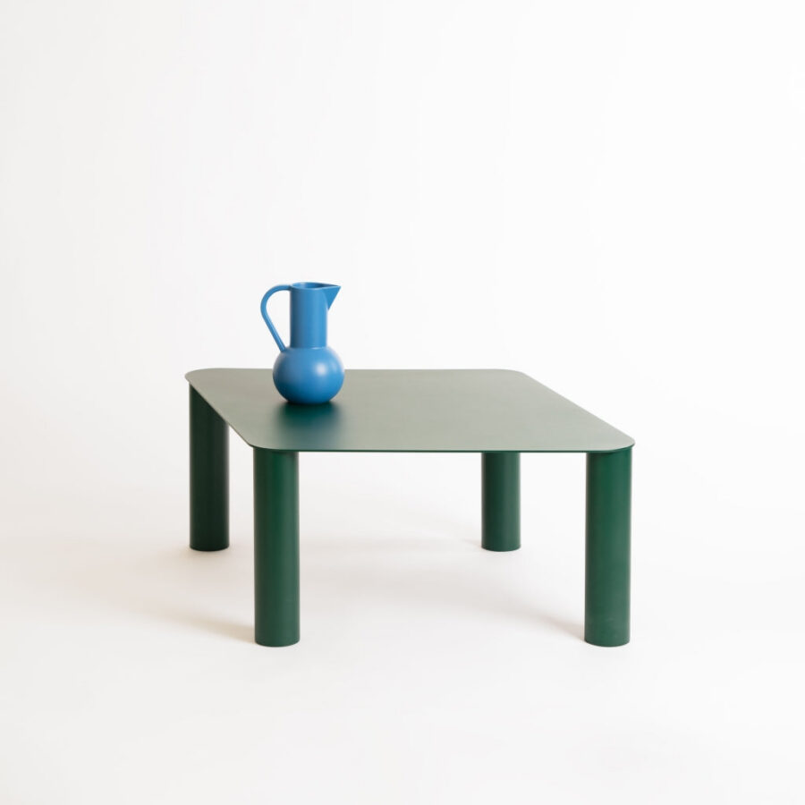 Moss Green Coffee Table - Sculpted Four-Leg Rounded Form