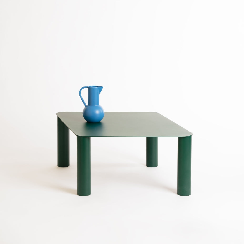 Moss Green Coffee Table - Sculpted Four-Leg Rounded Form