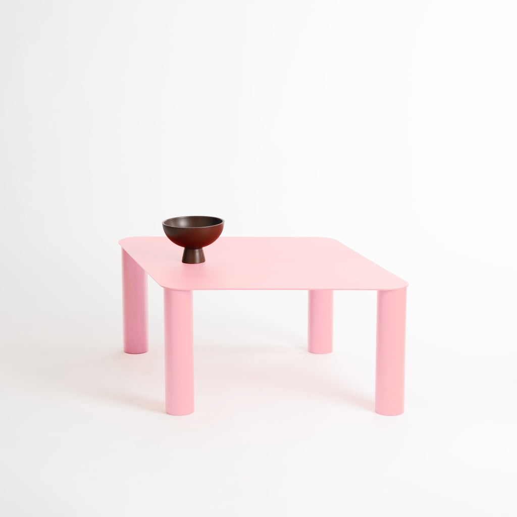 Pink Coffee Table - Sculpted Four-Leg Rounded Form