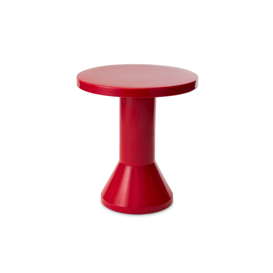 Red Passion Pedestal Side Table - Gloss Flared Silhouette