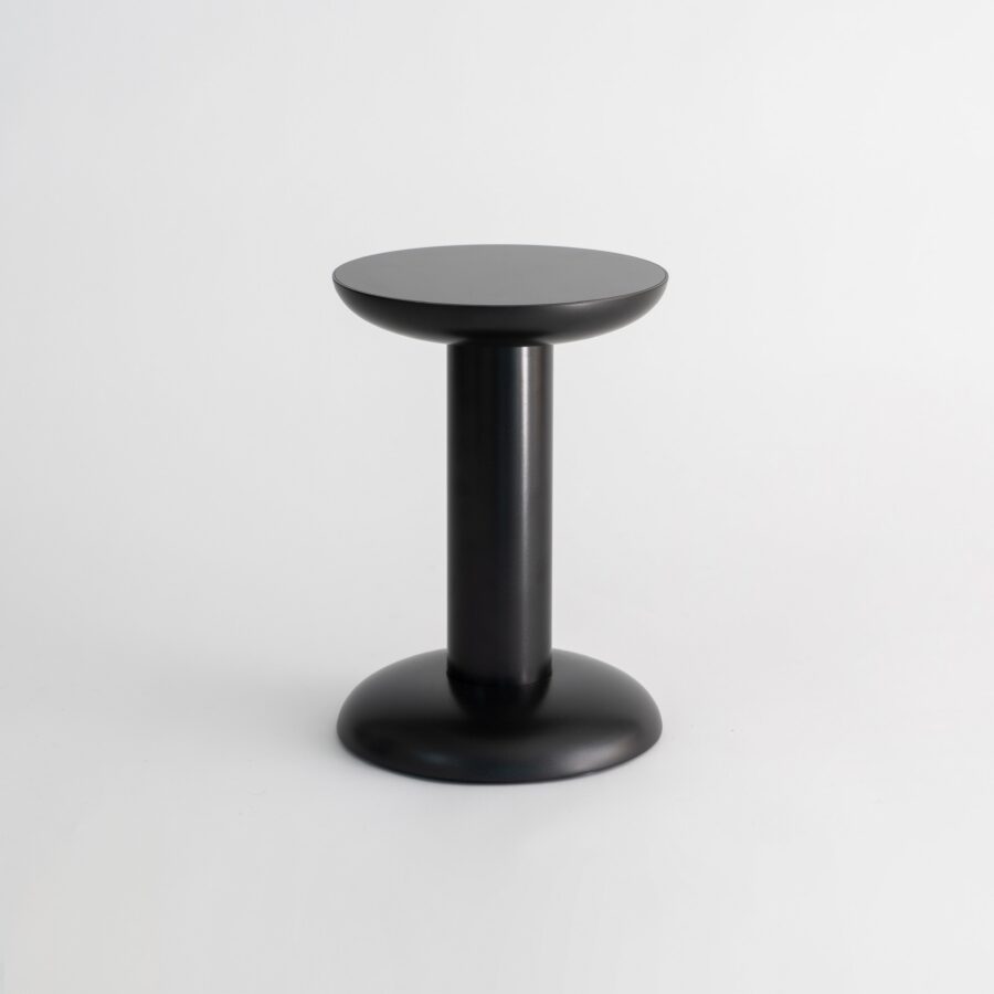 Black Side Table - Gloss Pedestal Dish Top