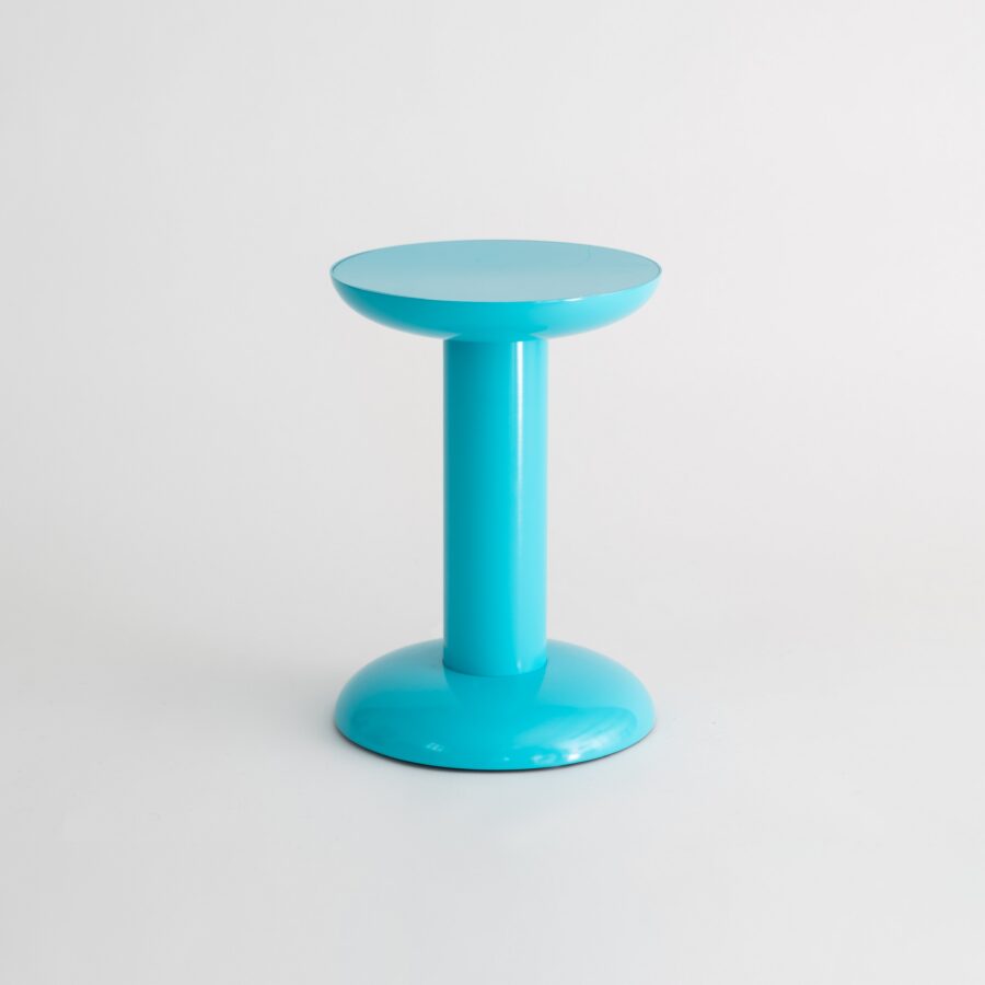 Turquoise Accent Table - Round Tray-Top Pedestal