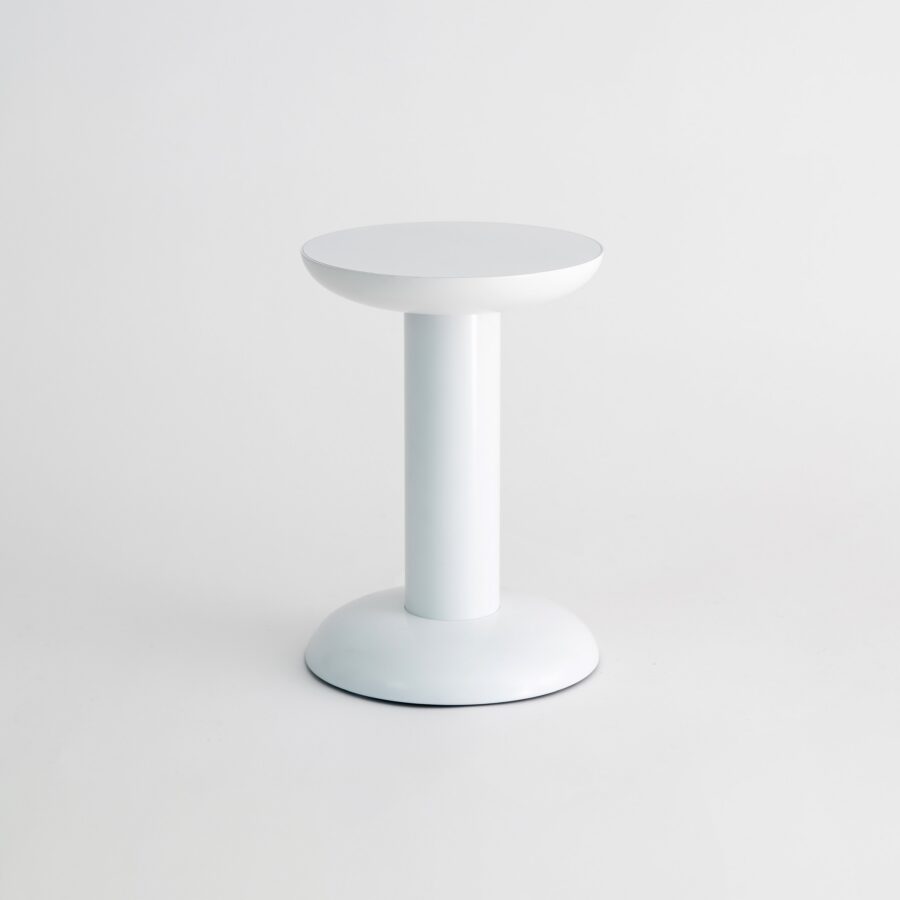 White Accent Table - Round Tray-Top Pedestal