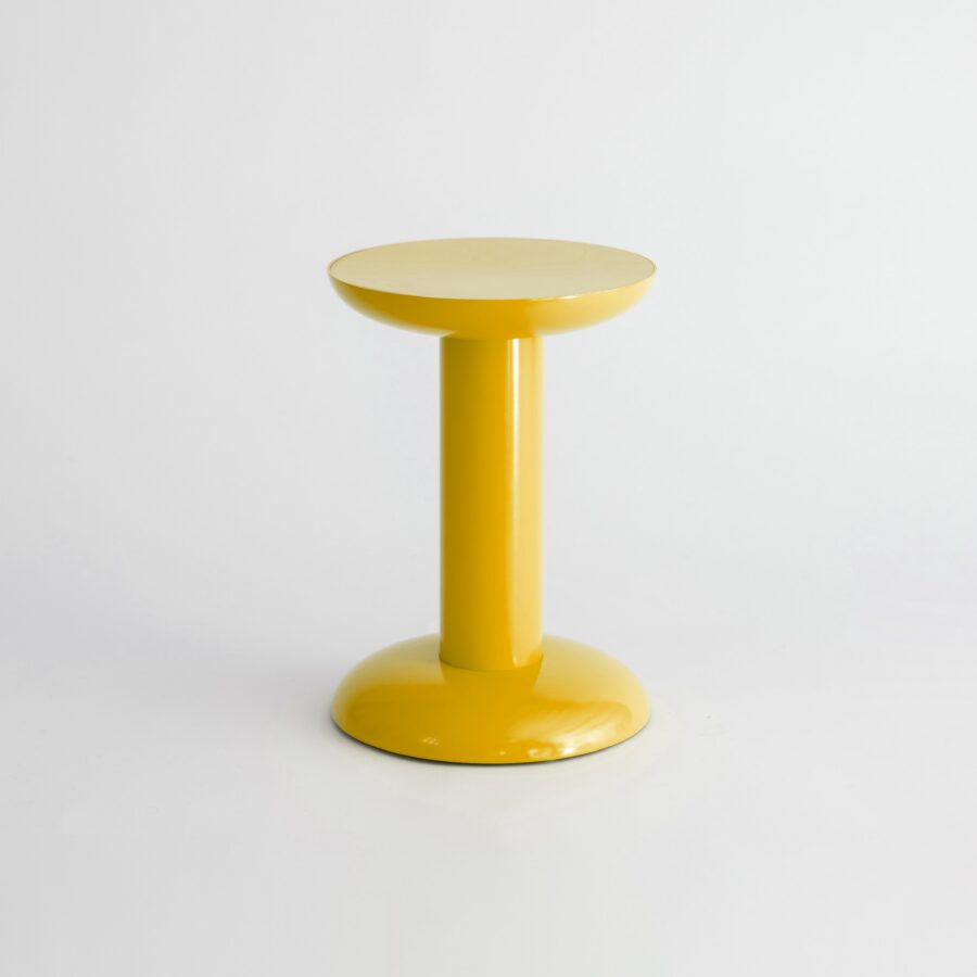 Yellow Pedestal Side Table - Modern Saucer Base