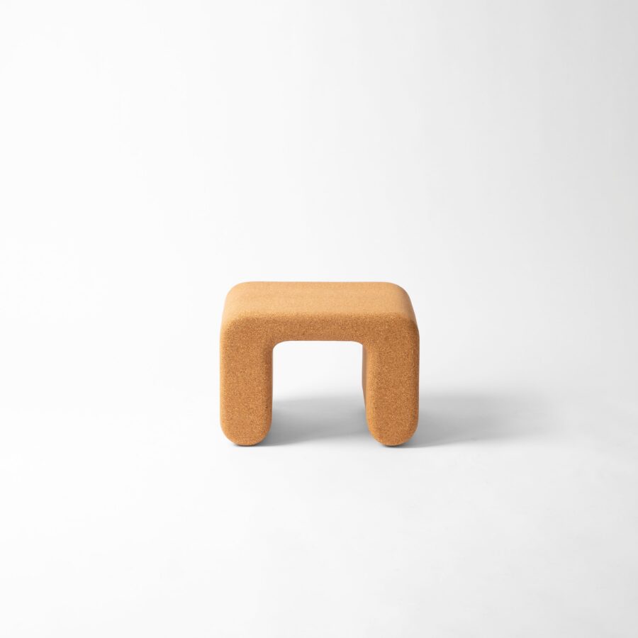 Natural Cork Side Table - U-Shaped Sculptural Form