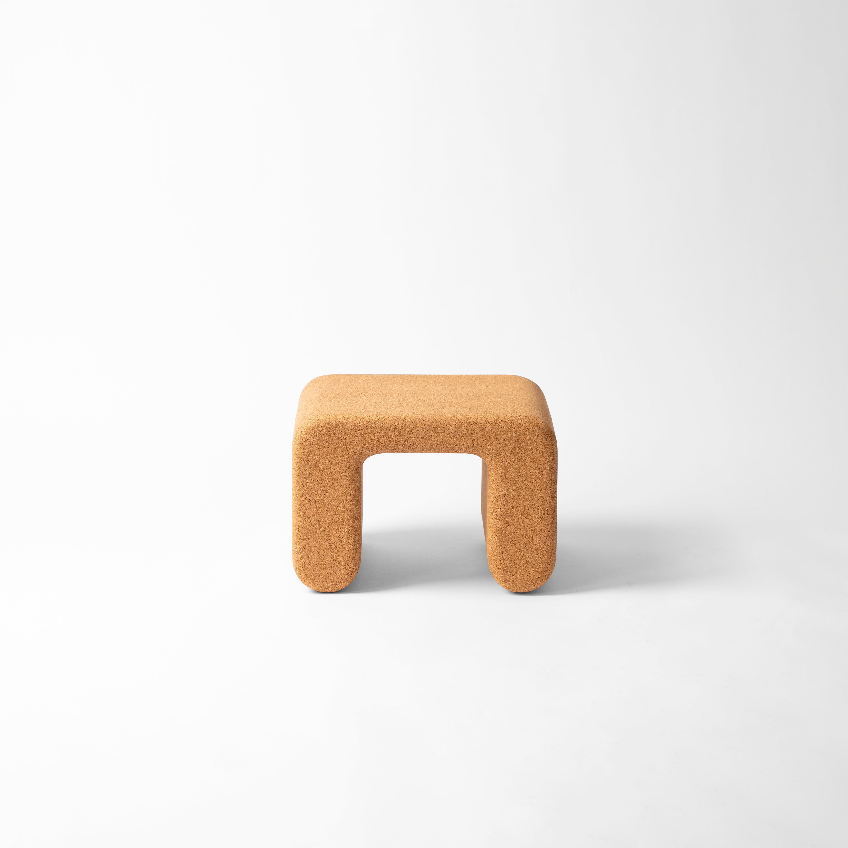 Natural Cork Side Table - U-Shaped Sculptural Form