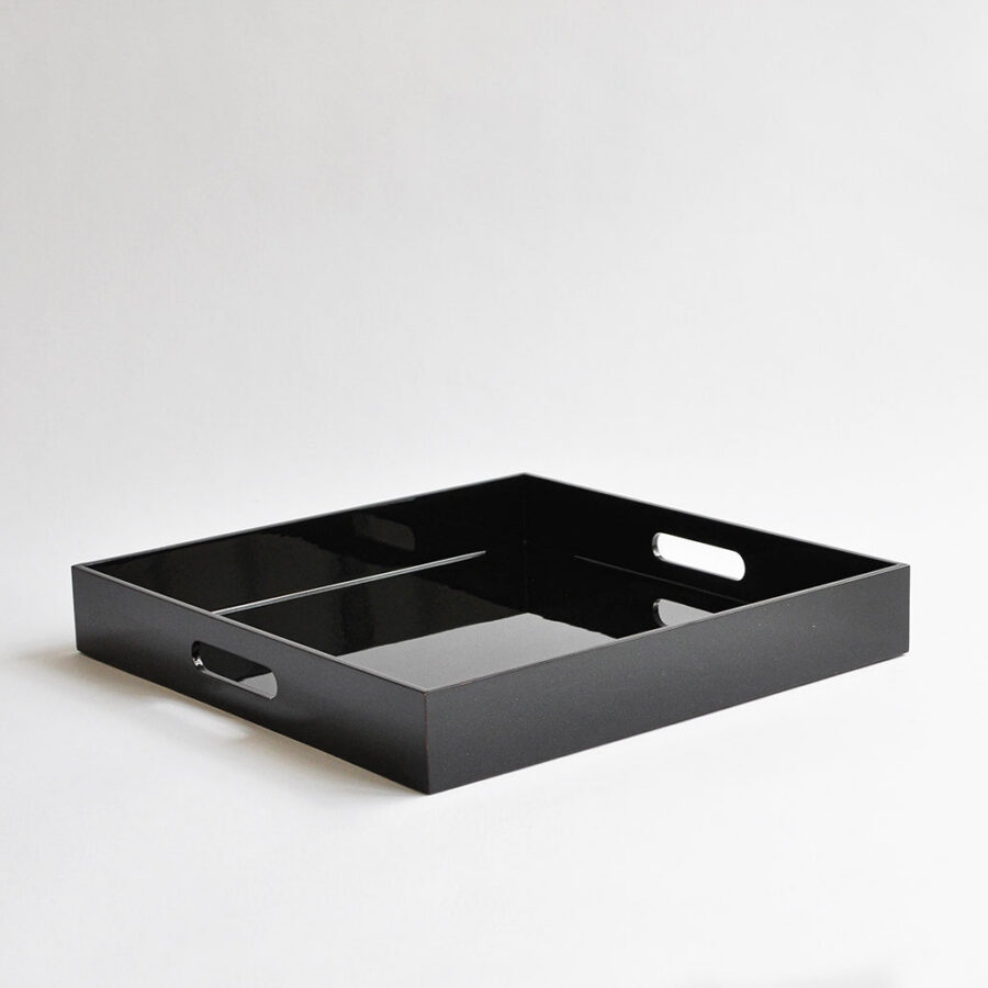 Large Square Breakfast Tray - Gloss Black, 40x40cm