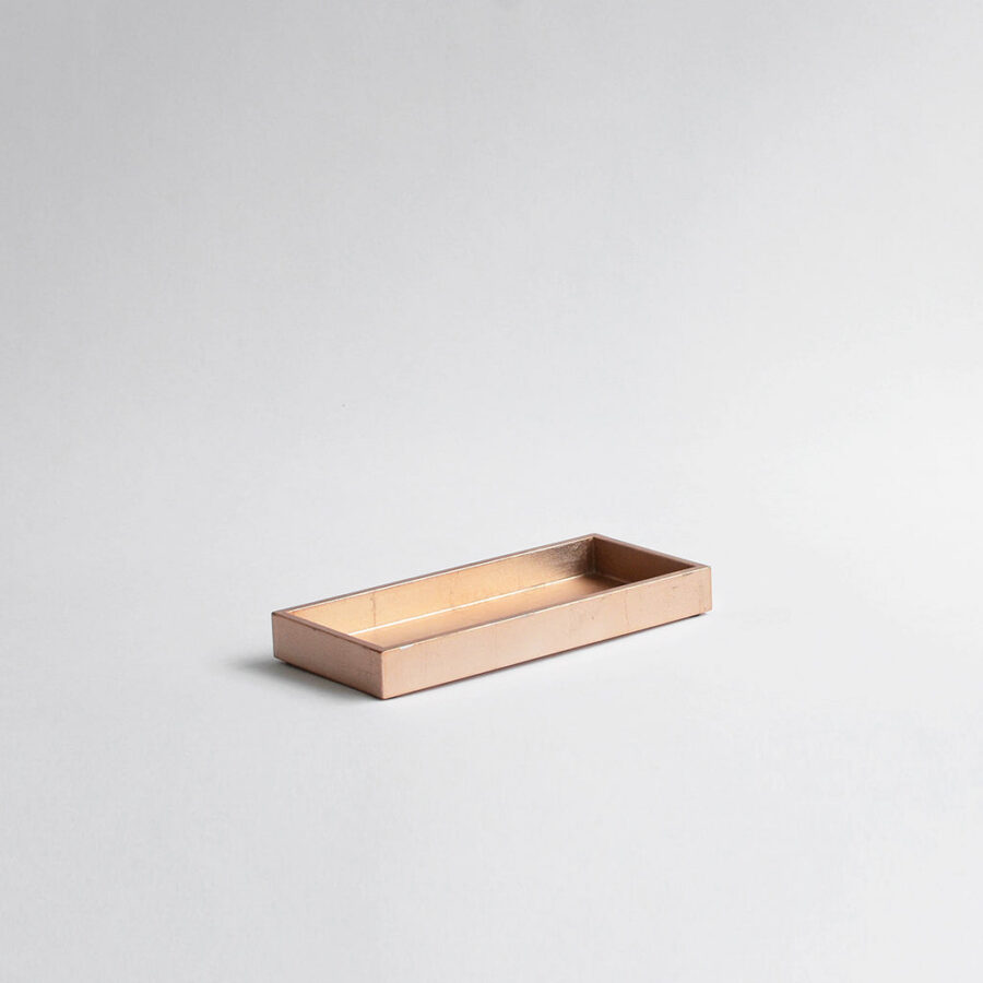 Hand-Lacquered Narrow Organizer Tray - Matte Rose Gold, 10x22cm