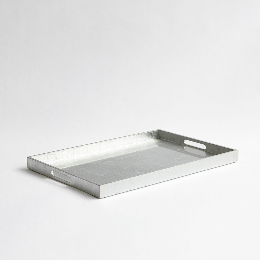 Large Rectangular Serving Tray - Gloss Silver, 32x45cm