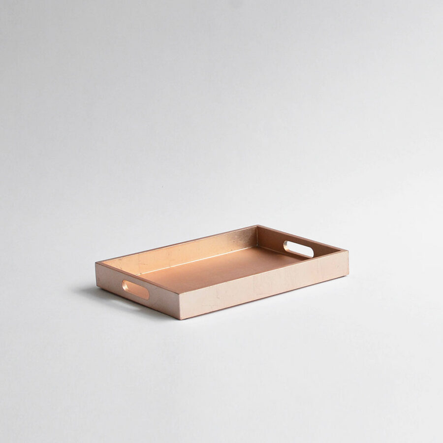Small Serving Tray with Handles - Matte Rose Gold, 18x25cm