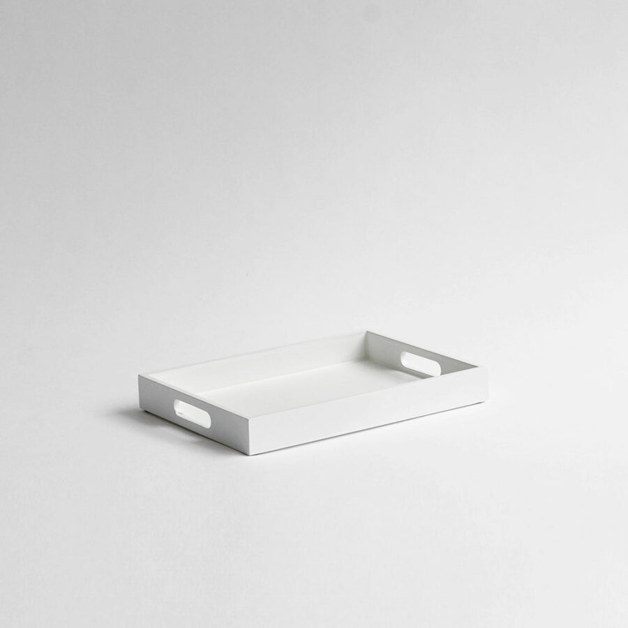 Small Serving Tray with Handles - Matte Off-White, 18x25cm