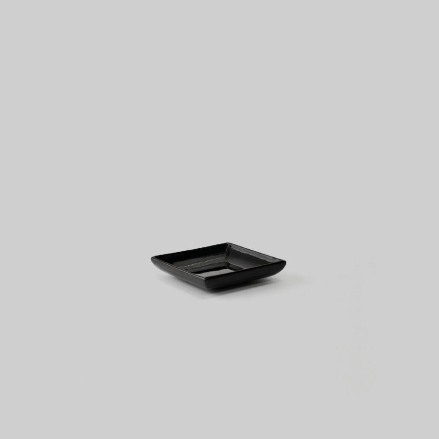 Mini Lacquer Soap Dish Tray - Gloss Black, 9.2cm