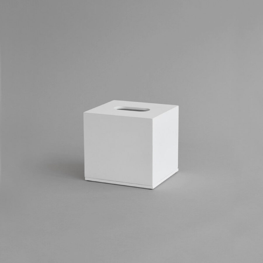 Square Lacquer Tissue Box Cover - Gloss White