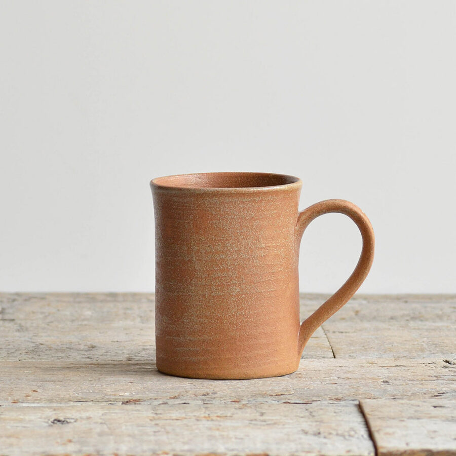 Ribbed Stoneware Tea Mug - Rustic Rust