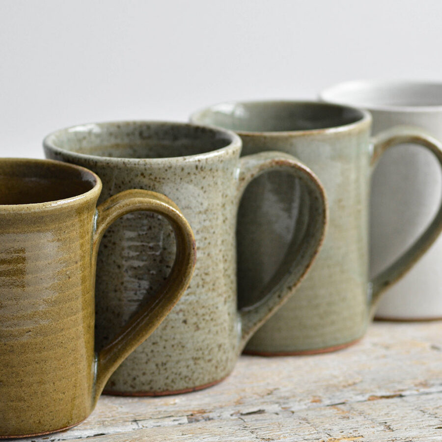 Set of 4 Classic Stoneware Mugs - Cool Tones