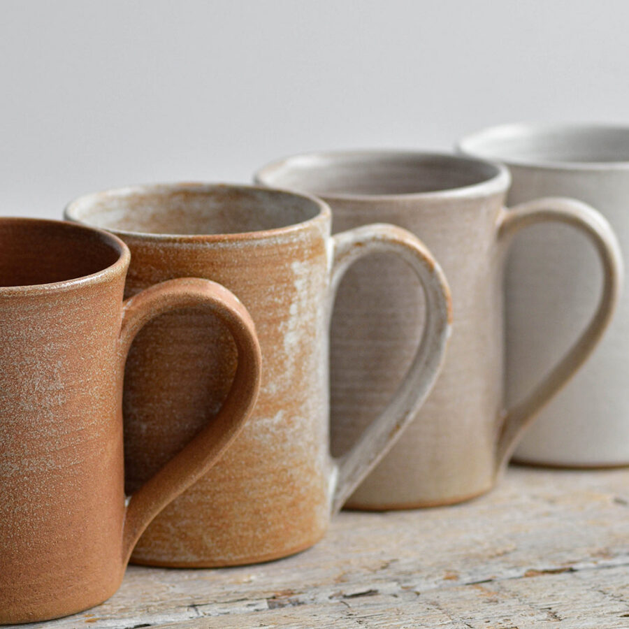 Set of 4 Classic Stoneware Mugs - Warm Tones