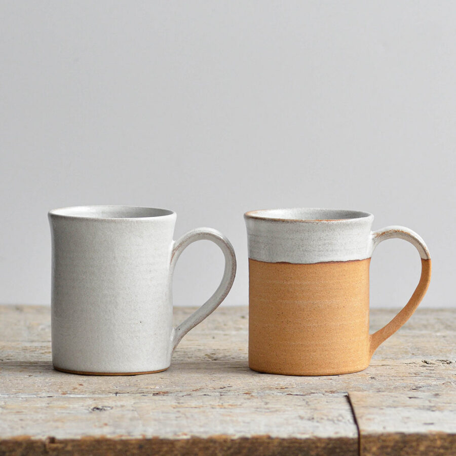 Mixed Pair Stoneware Mugs - Snow White Duo
