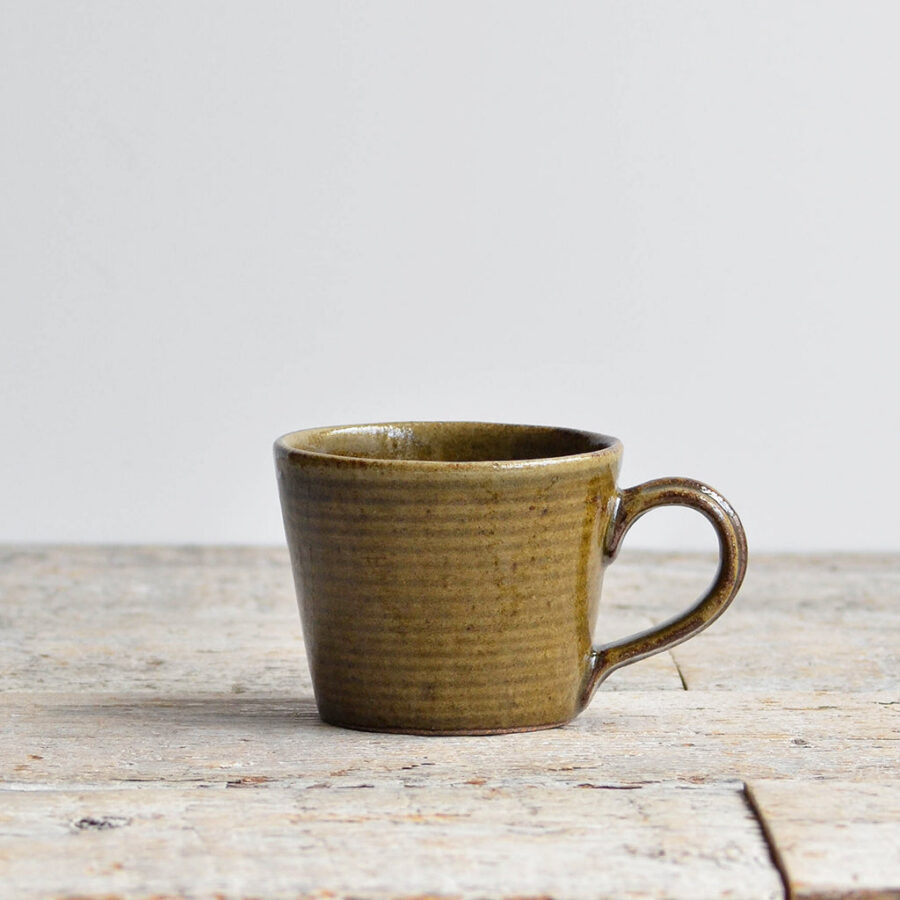 Deep Green Tapered Stoneware Coffee Cup