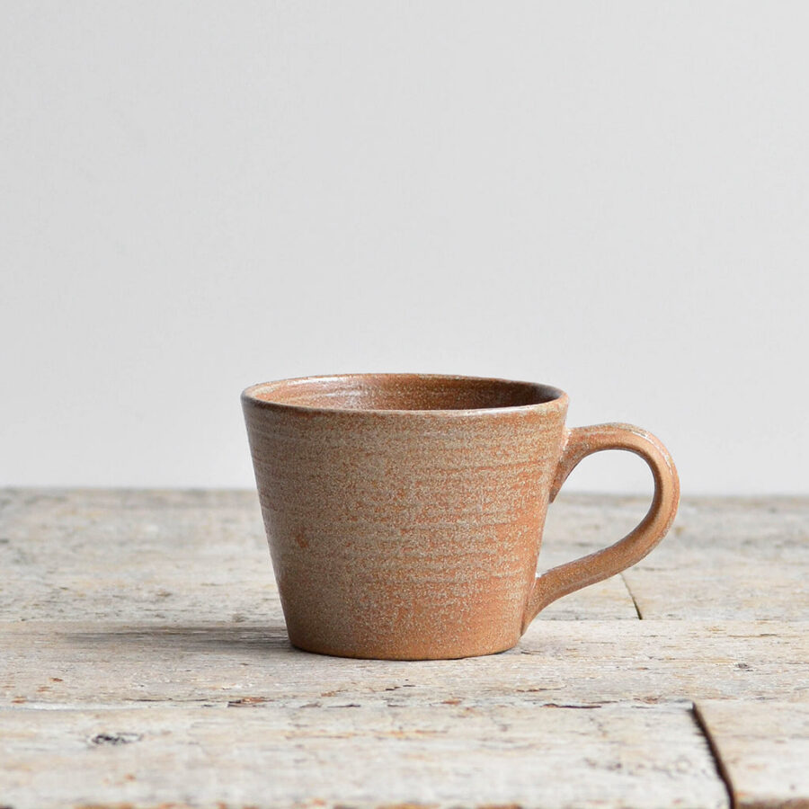 Rustic Tapered Stoneware Coffee Cup - Warm Rust