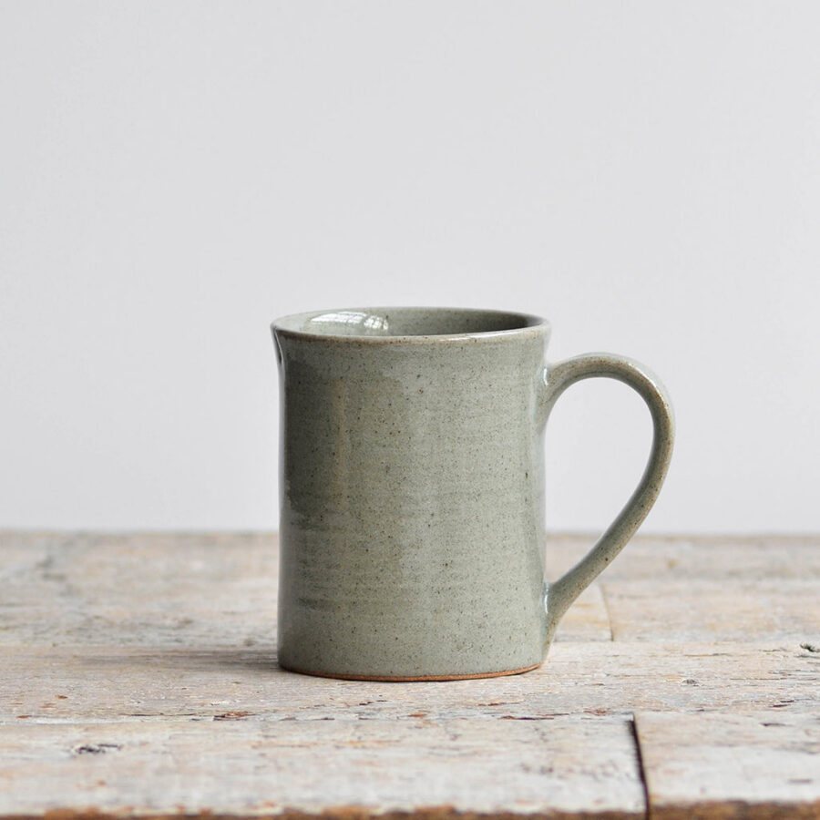 Glossy Celadon Grey Stoneware Tea Mug