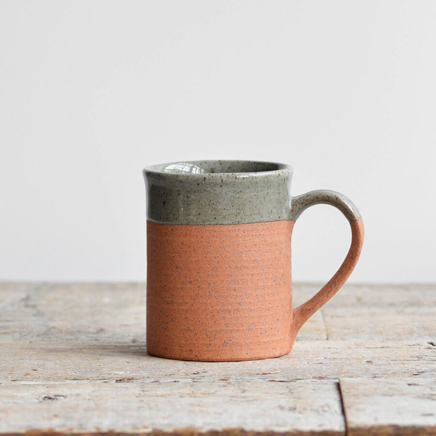 Speckled Celadon Mug with Exposed Clay Base